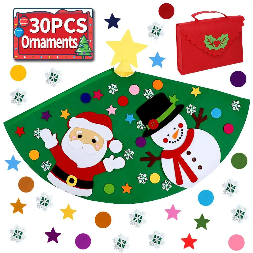 OurWarm DIY Felt Christmas Tree Advent Calendars Xmas Hanging Ornaments Home Decor Happy New Year Children Christmas Gift