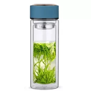 Double Insulated and Anti-scalding Glass 300ML Drinking Cup for Men and Women Home with Lid Tea Cup Crystal Water Bottle Hydro - Цвет: 300ML