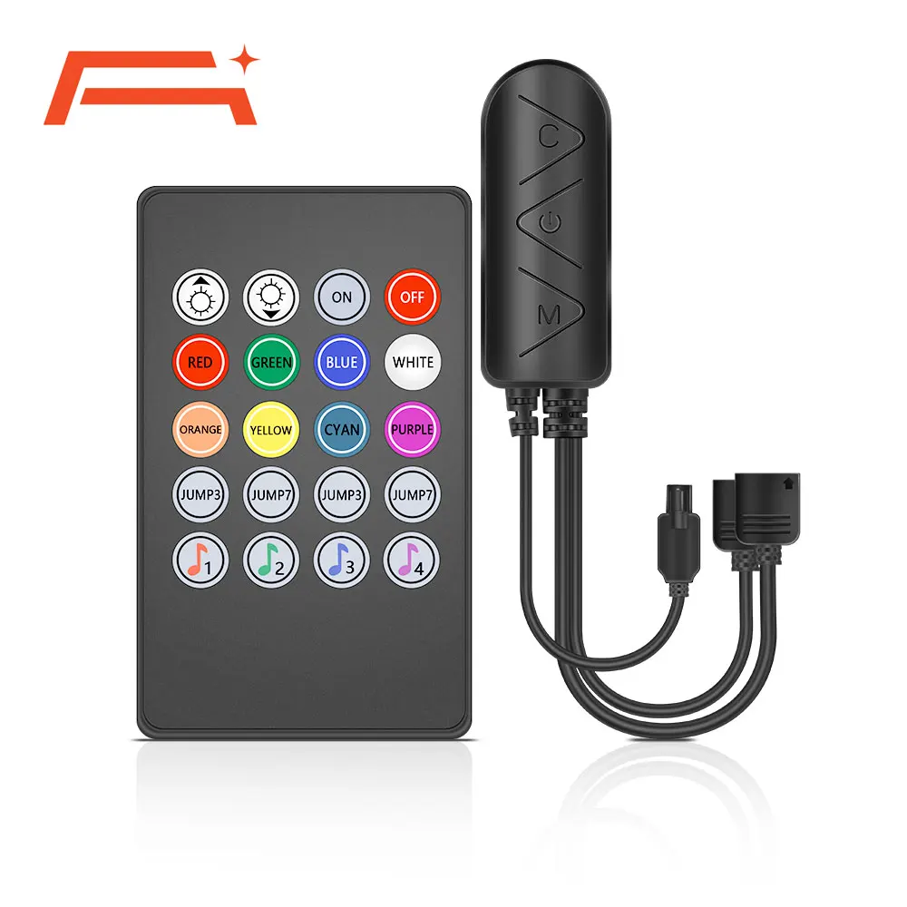 Цветная (RGB) Инфракрасный музыкальный контроллер 20 Ключи ИК-пульт дистанционного