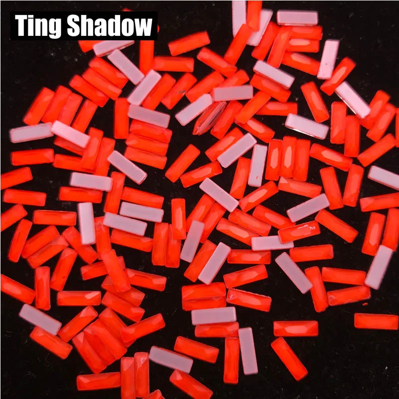 Orange 120pcs Багет флуоресцентные хрустальные светящиеся не горячей фиксации ногтей неоновый зеленый розовый желтый Одежда со стразами 3D украшение для ногтей - Цвет: Orange 120pcs