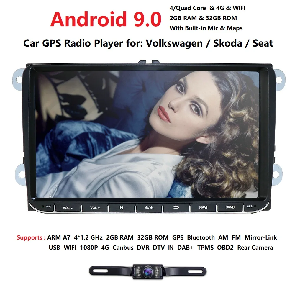 Flash Deal 2GRAM 9inch Android 9.0 car autoaudiofor V W Volkswagen/Golf/Polo/Tiguan/Passat/T5/Beetle/EOS/Skoda/Octavia car Radio GPS Car Me 1