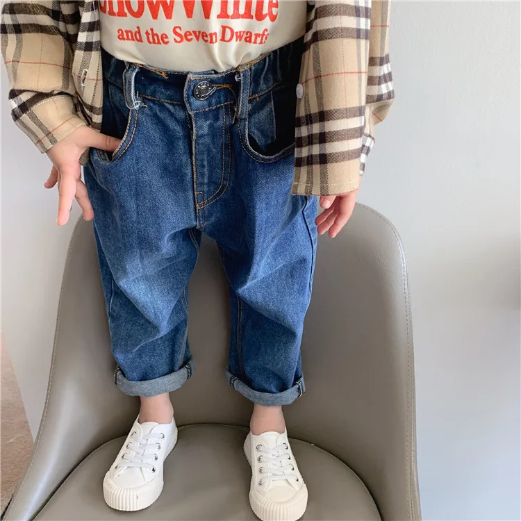 Детские джинсы в Корейском стиле свободные прямые для родителей на осень и