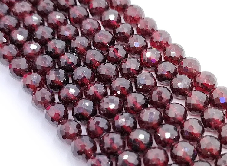 Natural Pyrope Garnet 128 Faceted Round Beads 7-8mm,Pentagon Faces