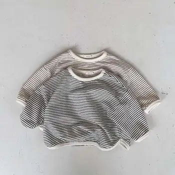 

Classic Stripe Baby Boys Girls Long Sleeve T Shirt Autumn New Terry Cotton Tees 0-3years Kids Tops Children Clothes Outfits