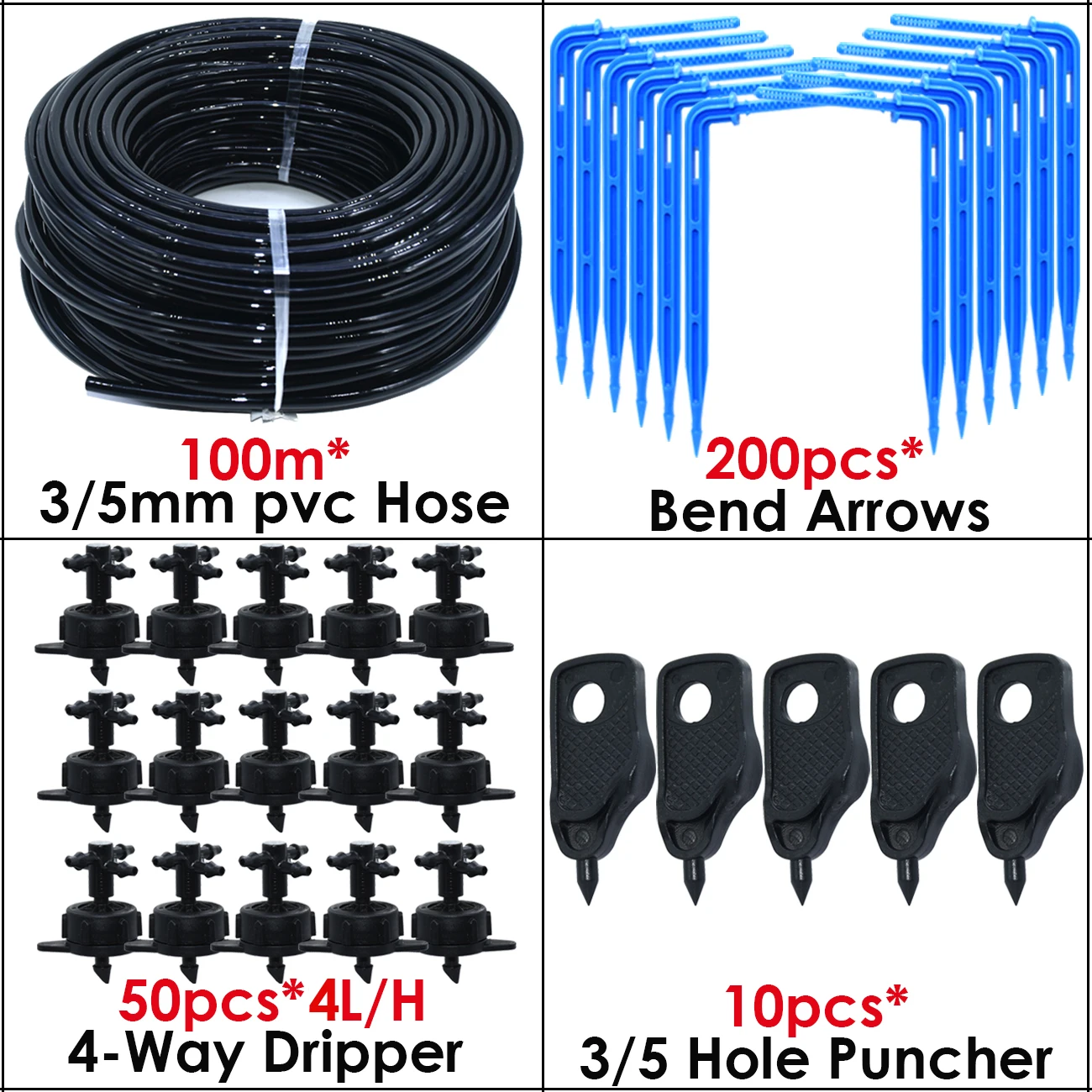 KESLA 5M-100M 4L 8L Pressure Compensation Emitter Watering Kit for Agriculture Greenhouse Drop Drip Irrigation System w Puncher