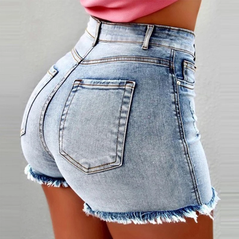 Модные женские туфли летние высокая талия джинсовые шорты Для женщин короткий Femme пуш-ап узкие Джинсовые шорты