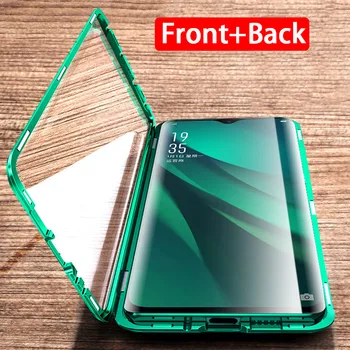 

360 Tempered Glass Phone Case on for Oppo A11 A11X A5 A9 2020 A7 F9 Realme Q 5 Reno ace R17 PRO 3D magnetic cover For A5 2020
