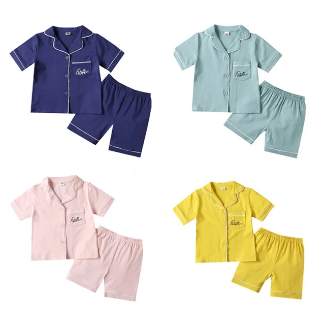 SAILEROAD 2020 Children Pajamas For Girls Cotton Short Pyjamas Kids Pijama Infantil Boys Sleepwear Child Home Wear Clothes Suits 1