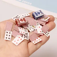 1Set Miniature Items Mini Poker Playing Cards Toys Pretend Play Poker for Barbie House 1/12 Dollhouse Decor Accessories Children 1