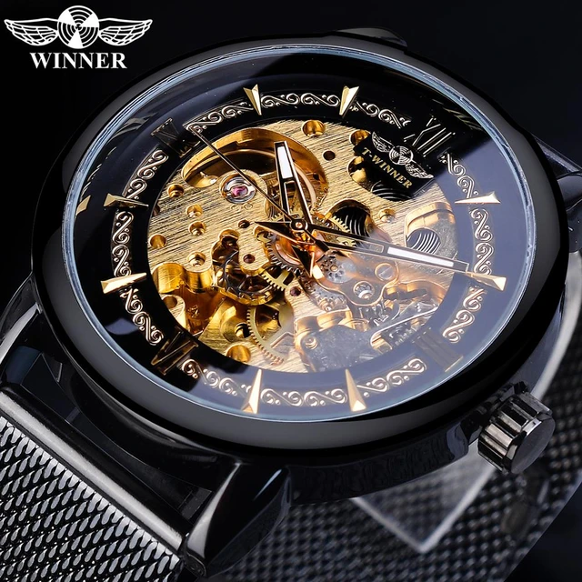 【新品】WINNER　メンズ　腕時計　機械式自動巻き　ブラック