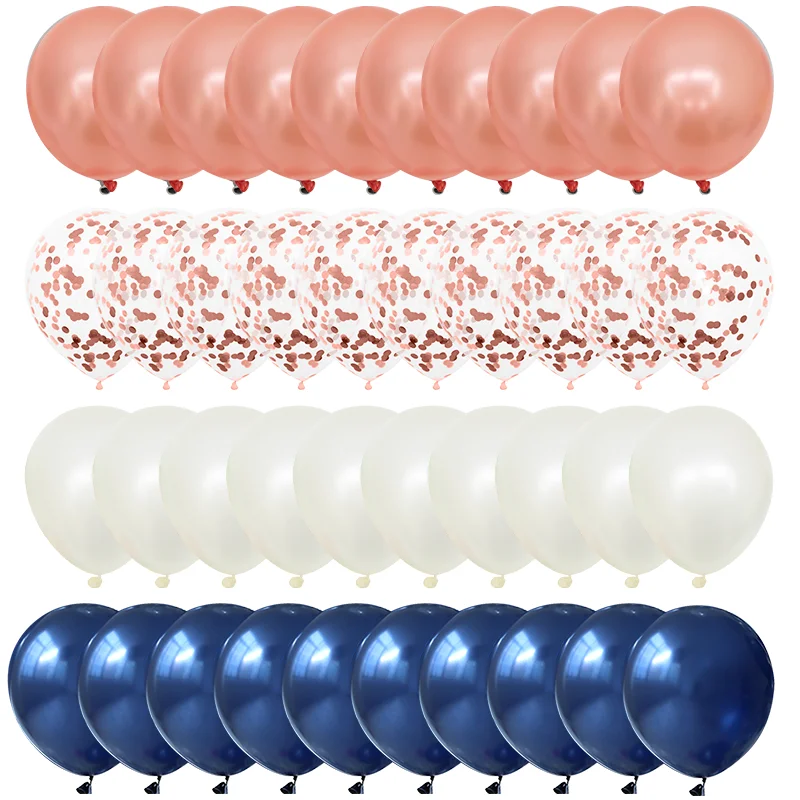 40pcs set4 40 шт. 10 дюймов металлические золотисто-белые жемчужные шары для вечеринки в честь Дня рождения или свадьбы темно-синий золотой воздушный шар "Конфетти" Декор для детей - Цвет: 40pcs set4