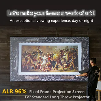 Schermo del proiettore ALR 200 "schermo di riflessione della luce ambientale 1: 1 schermo di proiezione anti-luce nero con cornice fissa 4K