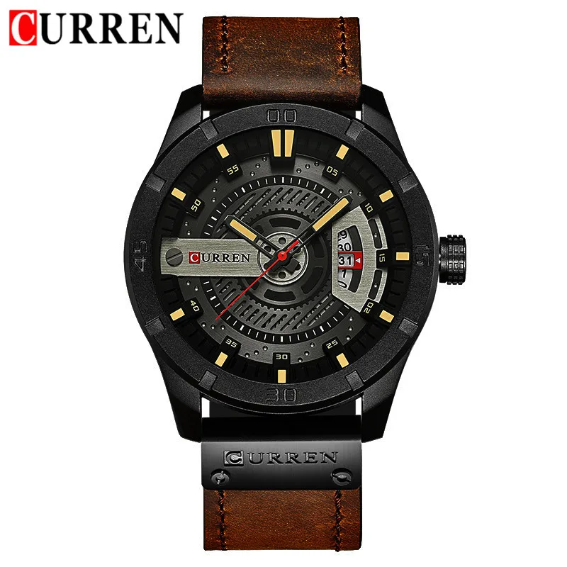 CU830101 without box CURREN Мужские часы лучший бренд класса люкс водонепроницаемые часы из натуральной кожи ремешок бизнес наручные часы спортивные военные армейские мужские часы 8301 - Цвет: CU830101 without box