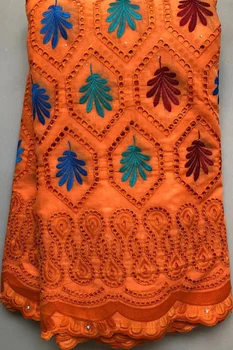 

Latest African Cotton Lace Fabric 2019 High Quality Nigerian French Cotton Embroidery Swiss voile Lace Fabrics 5Yards HLL4570