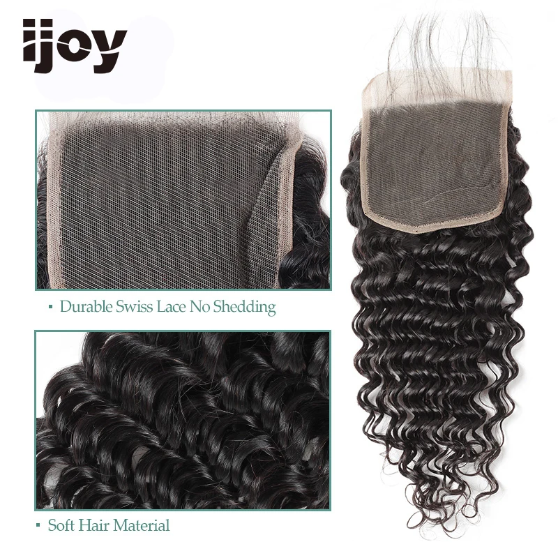 Kinky Curly Hair Closure человеческие волосы для наращивания 4x4 закрытие шнурка натуральный цвет "-20" бразильский кудрявый закрытие Non-Remy IJOY