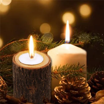 

New Wooden Crafts Decoration Creative Wood Pile Candle Holder Home Flower Pot Handmade Ornaments Candlestick G