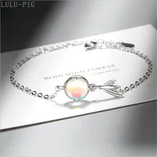 LULU-PIG браслет женский день корейский стиль простой Градиент красочный лунный камень милый рыбка браслет с хвостом SL144