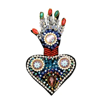 

Handmade beaded crystal love palm patch clothing bags shoes applique accessories DIY personalized decorative stickers
