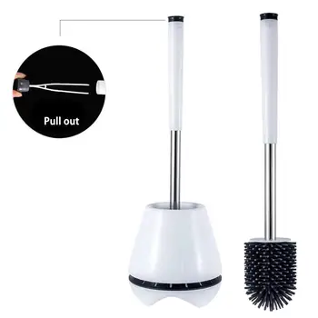 

Silicone TPR Toilet Brush and Holder Quick Drain Cleaning Brush Tools for Toilet Household WC Bathroom Accessories Sets 45P