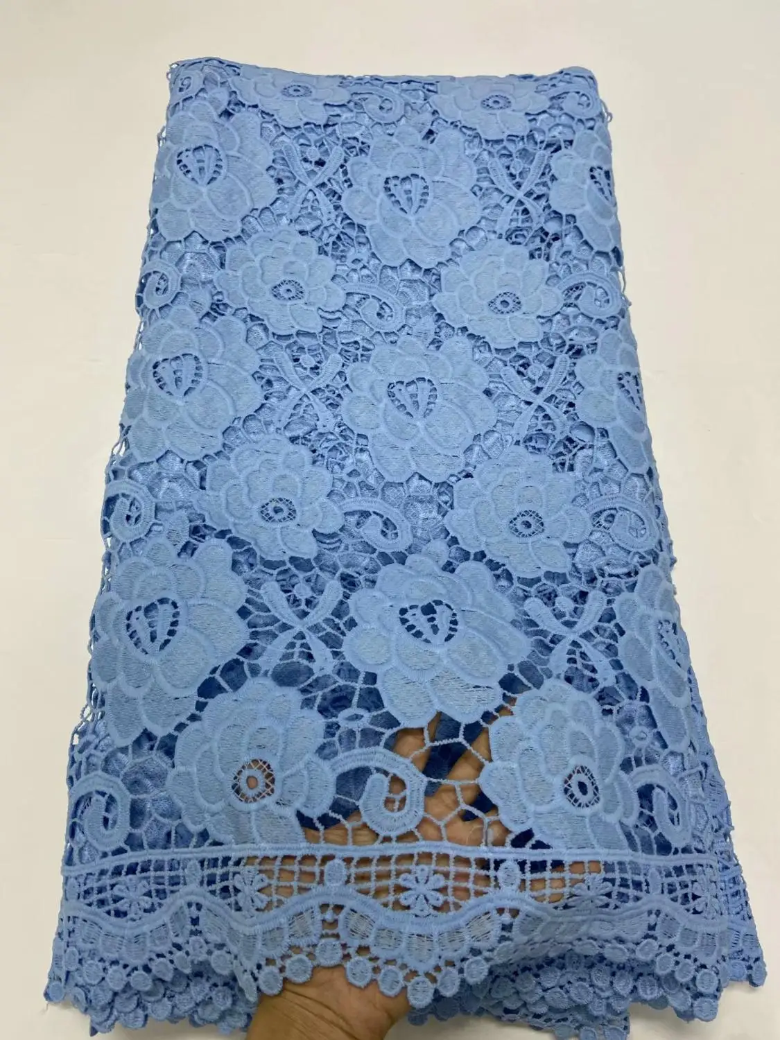 African Sky Blue Cord Guipure Milk Silk Lace Fabric 2020 High Quality French Water Soluble For Wedding Party | Дом и сад
