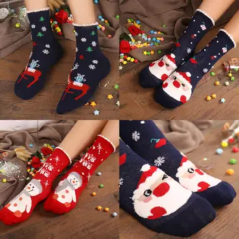 

Christmas Stockings Girl Women Cute Cartoon Funny Coral Velvet Socks 2020 Autumn Winter Ball Party Costume Ladies Tube Socks