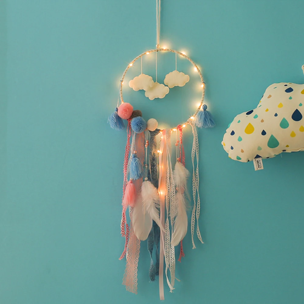 Красочные Большие Перья DIY ручной работы Ловец снов украшения спальни Dreamcatchers колокольчики настенные подвесные украшения