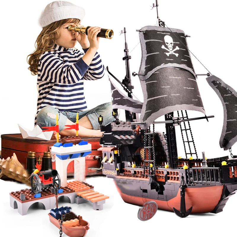 

6 Style Pirates of the Caribbean Ship Legoes Building Blocks Model Educational Bricks Kids Toys For Children Gifts