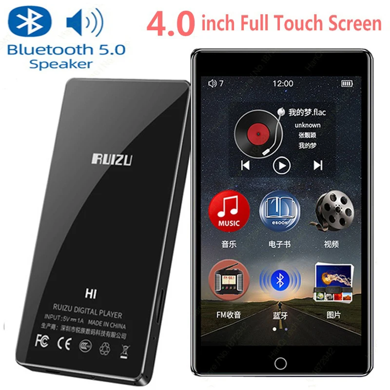 RUIZU H1 Bluetooth 5,0 MP4 плеер 4,0 дюймов полный сенсорный экран fm-радио запись электронная книга Музыка Видео плеер встроенный динамик