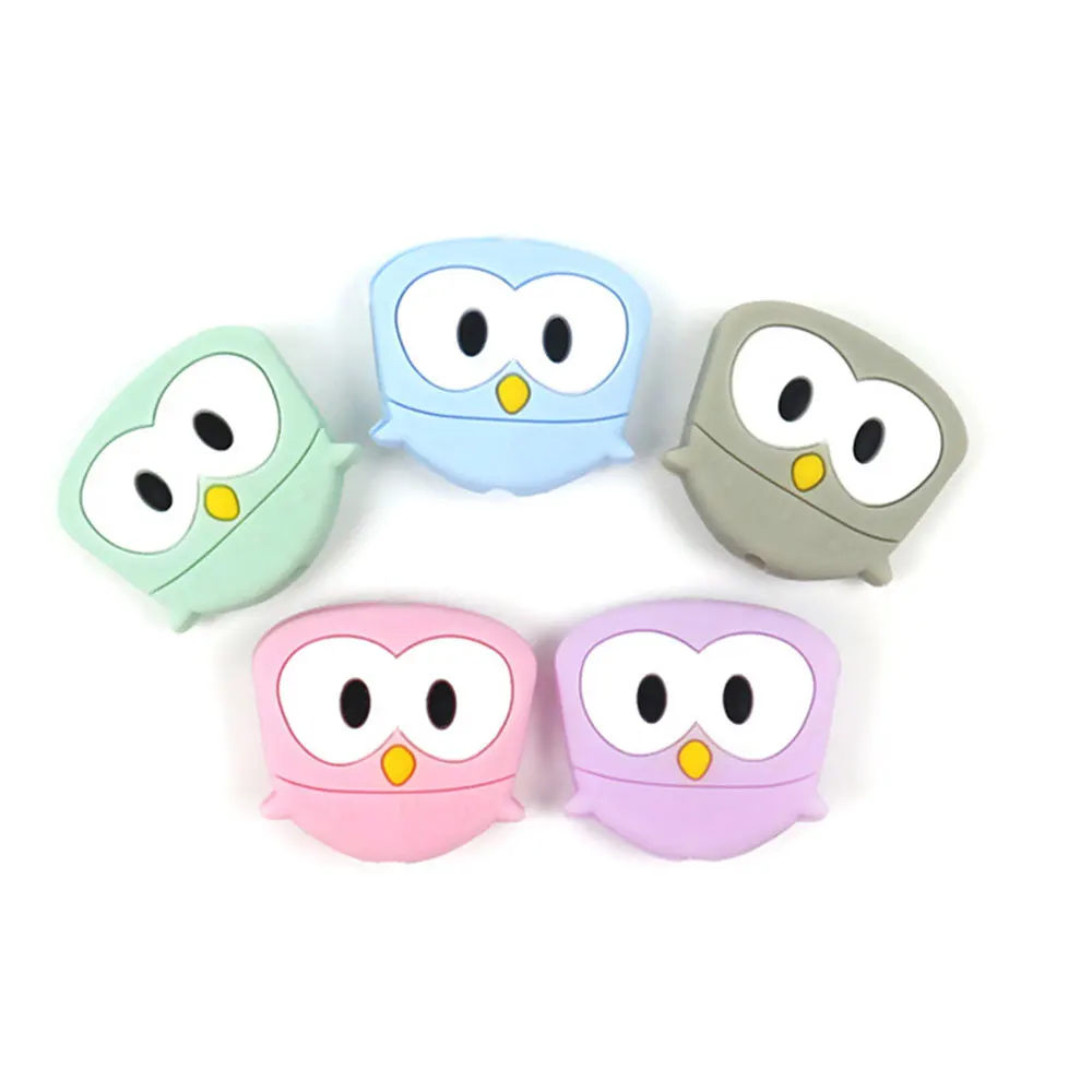 5Pcs Choose Colors 5 шт./партия сова утка Перл силиконовые бусины грызунов силиконы крален Прорезыватель бусины для изготовления украшений ожерелья кулон Товары для малышей - Цвет: 5Pcs Choose Colors