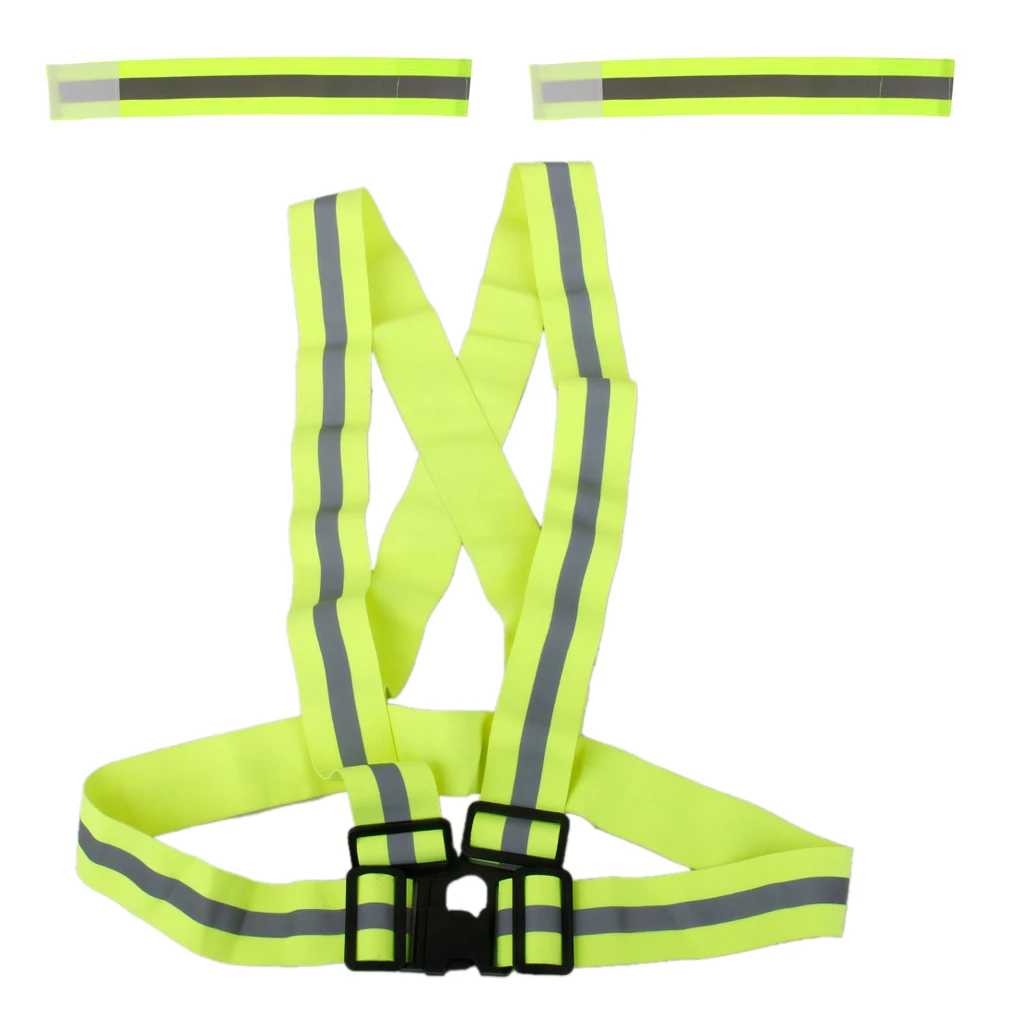 Reflective Wristbands Safety Reflector Straps Elastic Wristbands Armbands with Adjustable Reflective Vest