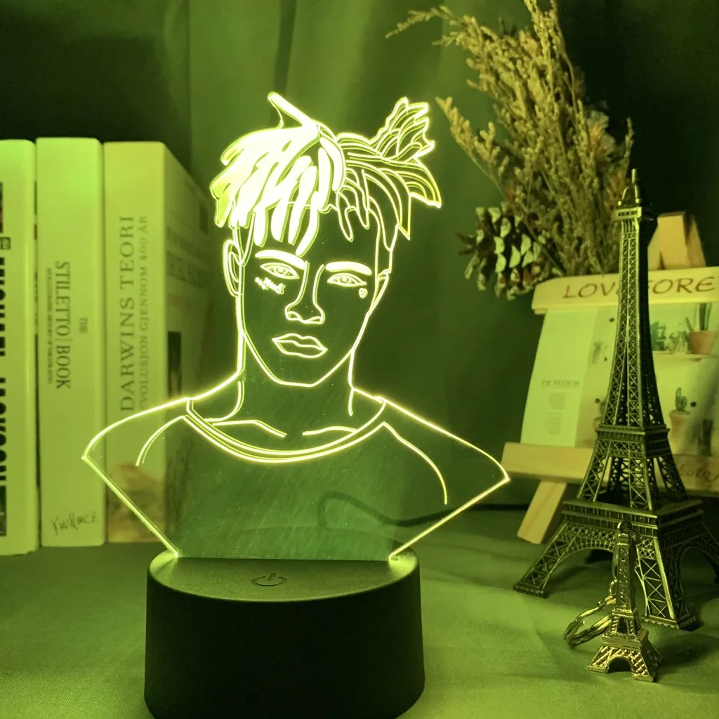 Американский рэпер XXXTentacion, светодиодный Ночной светильник, крутые вентиляторы, подарок, дропшиппинг, декор для комнаты, светильник для офиса, спальни, Настольная 3d лампа