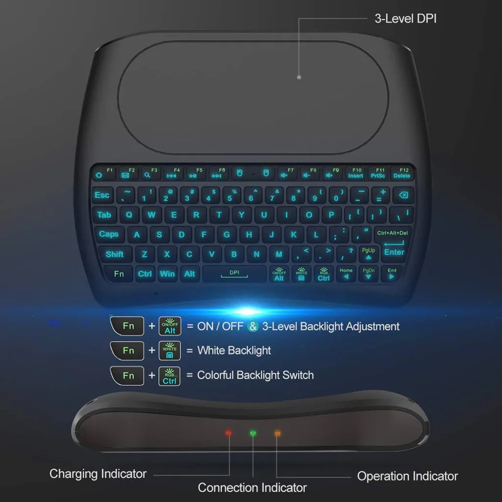 Мини игровая клавиатура D8 Pro Plus i8 Мини Беспроводная клавиатура английская версия с сенсорной панелью 2 Прямая поставка