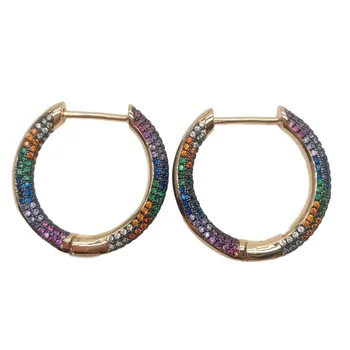 

Multi color Cubic Zirconia pave Round shape Big Hoop Earrings for Women