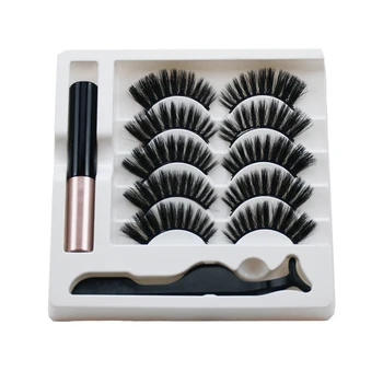 

Women Beauty Makeup Tools 5 Pairs 3D Magnet Eyelashes Magnetic Eyeliner Liquid False Eyelashes Set Fake Eye Lashes Extension