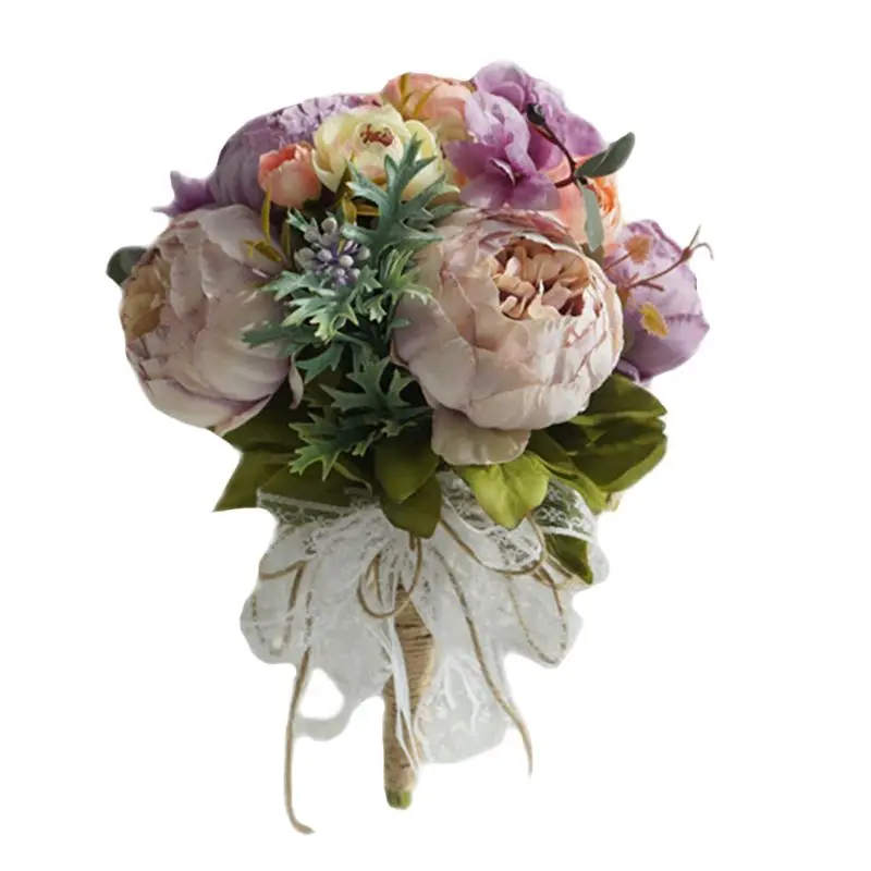 Реалистичный Искусственный Пион Свадебные букеты ручной работы чай Роза поддельные ягоды романтическая невеста невесты держа цветок