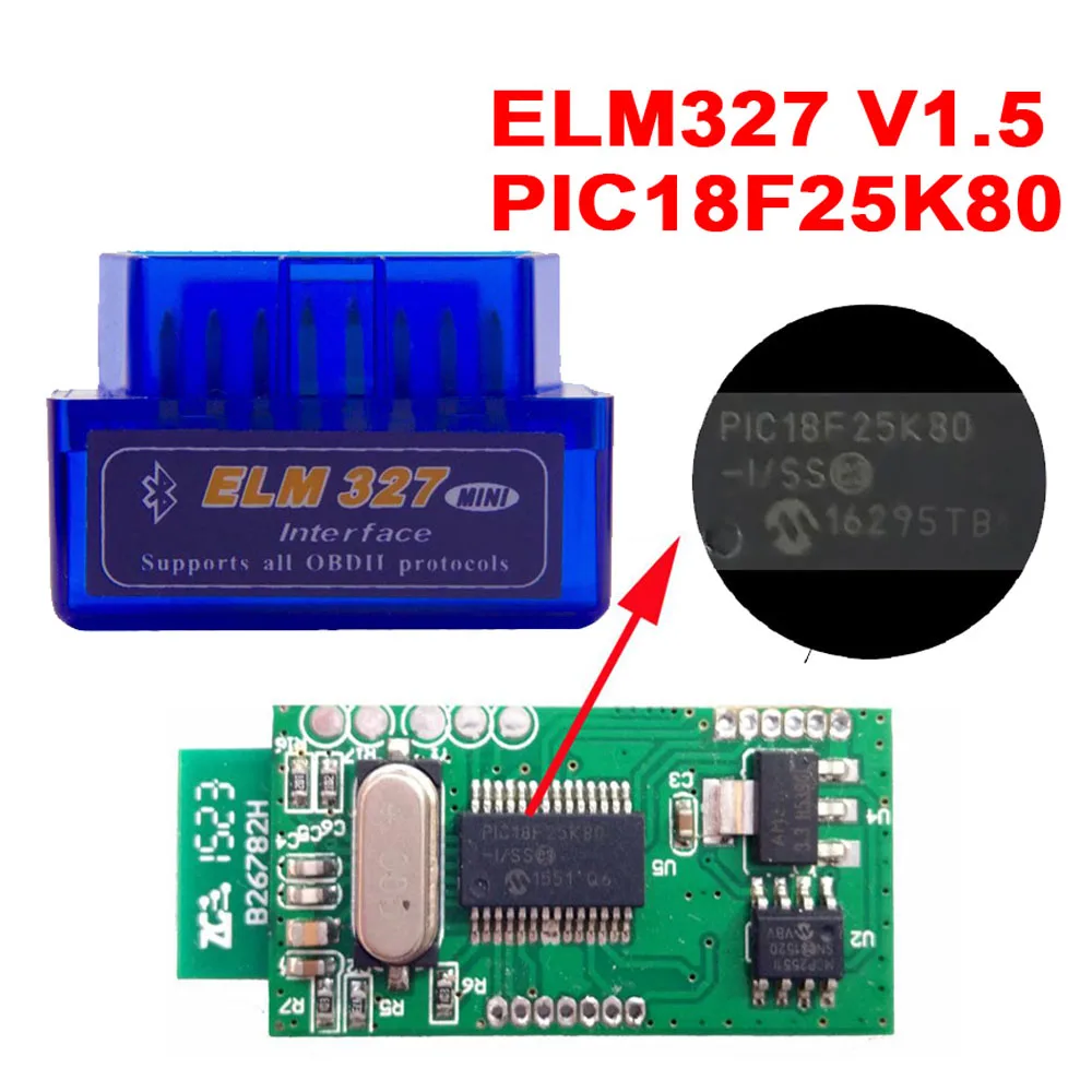 ELM327 V1.5 PIC18F25K80 Bluetooth OBD2 сканер Диагностический адаптер ELM 327 OBD2 v1.5 для Android/Windows OBDII протокол - Цвет: MINI ELM327