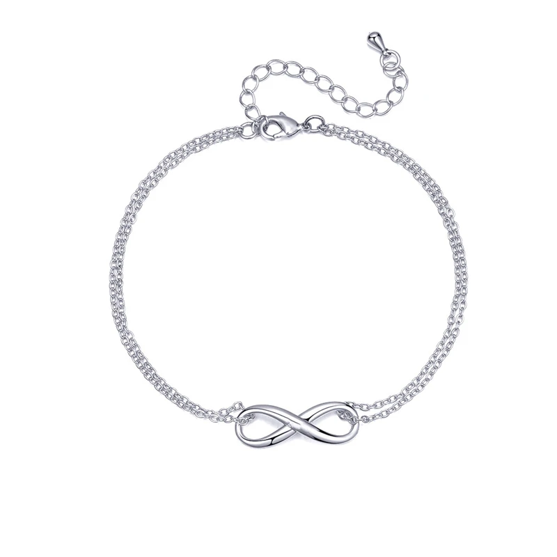 Креативный браслет-цепочка с знаком бесконечности для женщин, серебряные браслеты с аллергией