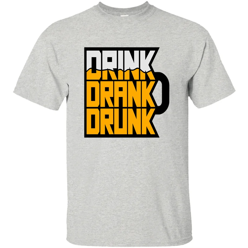 Футболка с забавным логотипом "прохладное пиво" и надписью "drink drunk", одежда, оригинальная Мужская футболка, короткий рукав, юмористический хип-хоп - Цвет: Men-Gray