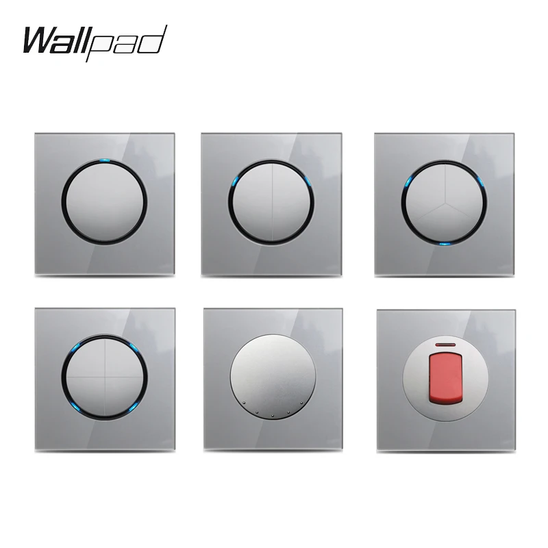 Wallpad L6 серое стекло 1 2 3 4 Gang On Off промежуточный мгновенный 20A 45A DP переключатель для