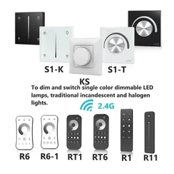 Triac LED Dimmer 220V 230V 110V AC 2.4G 4-Zone Wireless RF Remote Remote Controller for Single Color LED Dimmable Light Bulb KS
