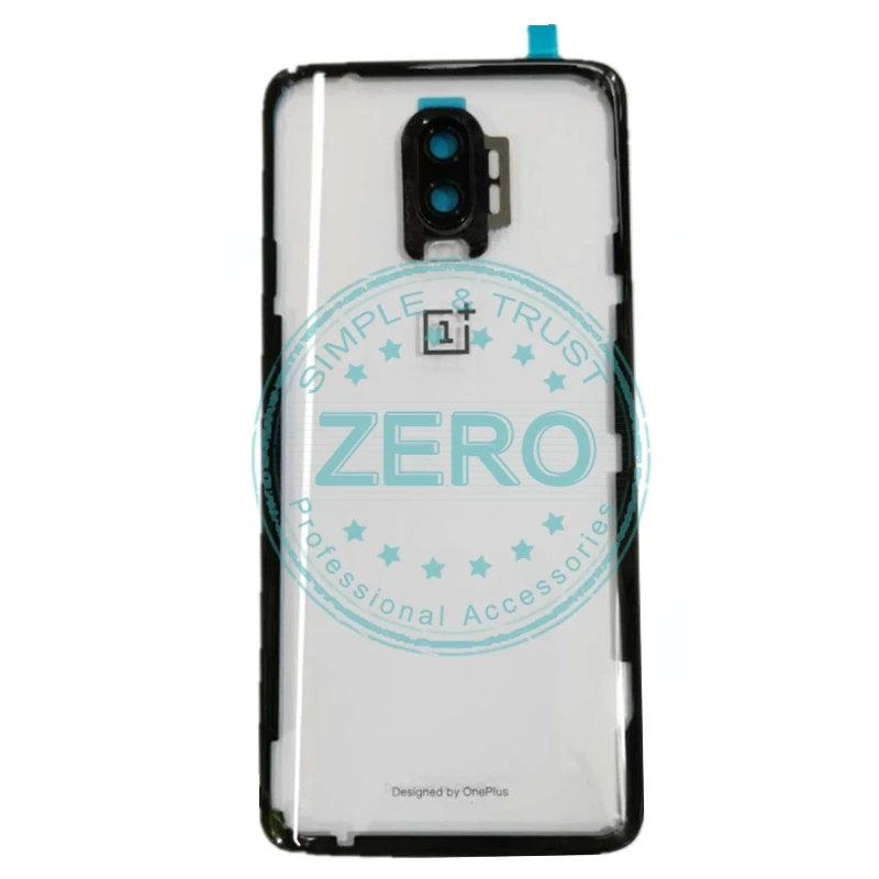 Для OnePlus 6T Задняя Крышка батарейного отсека+ стеклянный объектив для камеры для OnePlus 6T задний корпус сменный запасные части - Цвет: Transparent