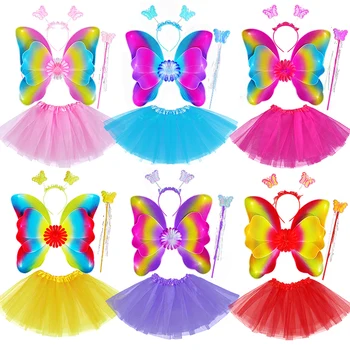 

Halloween Cosplay Fairy Angel Wings Insect Theme Costume For Kids Girl Butterfly Wings Costume Party Performance Dress DN4273