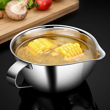 

Oil Fat Separator Bowl Gravy Separator Fat Separator Stainless Steel Oil Filter Soup Bowl with Handle Grease Oiler Filter JAN88