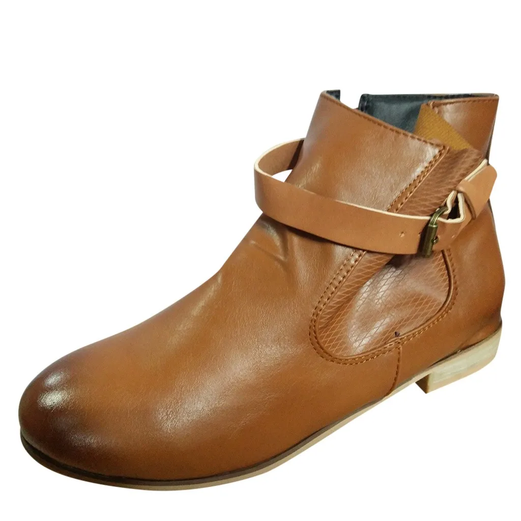 Brown Женские ботинки на танкетке, вулканизированные женские ботинки на платформах с ремешками на высоком каблуке, женские ботинки с круглыми носками в винтажном стиле, Размеры 35-43 - Цвет: Brown