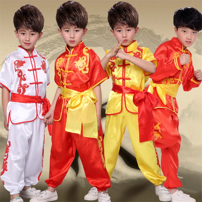 Traditional Chinese Style Kung Fu Wushu Clothing Kids Stage Party Performance Team Dance Wear Hanfu Tai Chi Competition Uniforms