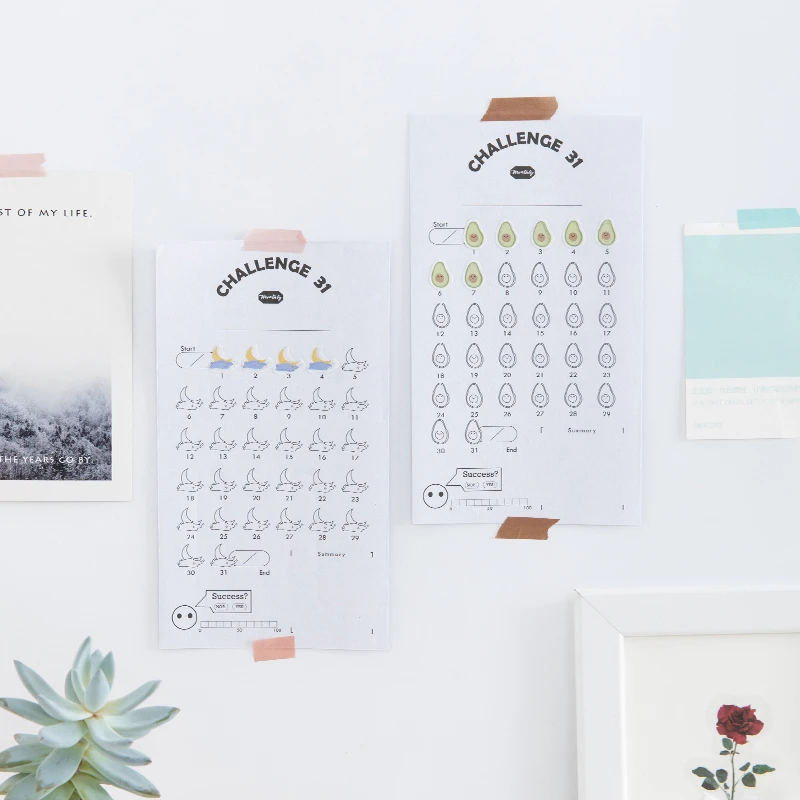 

JIANWU 31Days Sticker Habits Develop Schedule Reminder Countdown Note Calendar 2019 2020 Table for bullet journal supplies
