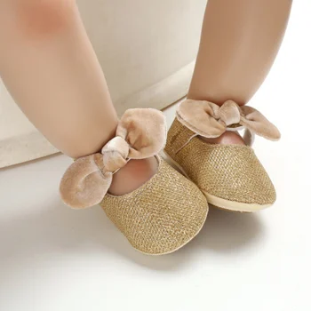 

Baby Girl Shoes Newborn Bow Anti-Slip Princess Shoes Casual Crib Shoes Toddler Soft Soled First Walkers 0-18M 2019 v