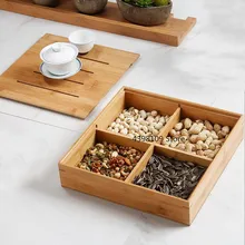 Бамбуковый поднос для закусок, коробка для хранения сухофруктов с крышкой, многофункциональная домашняя коробка для хранения еды, гостиная, сушеная тарелка для фруктов и конфет