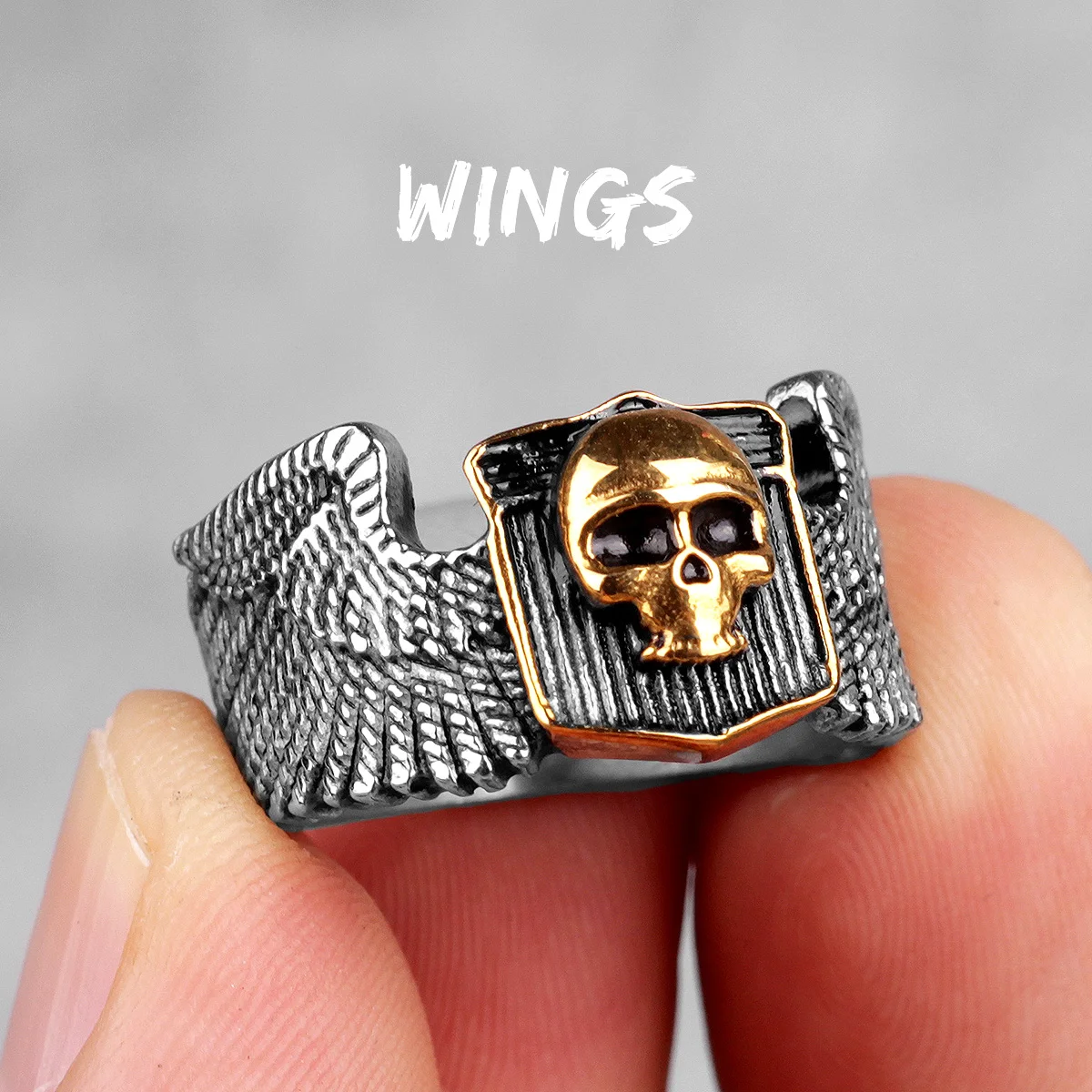 Men's Gothic Stainless Steel Skull Ring - Punk Hip Hop Jewelry Gift