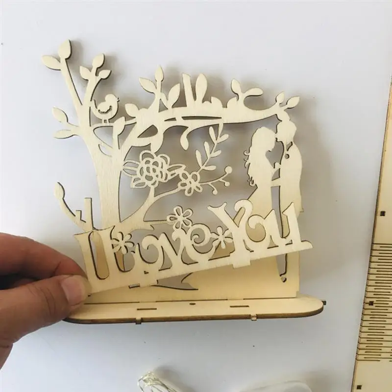 2 шт. Деревянный DIY ночник полый MR& MRS I LOVE YOU лампа Романтический орнамент для украшения свадьбы
